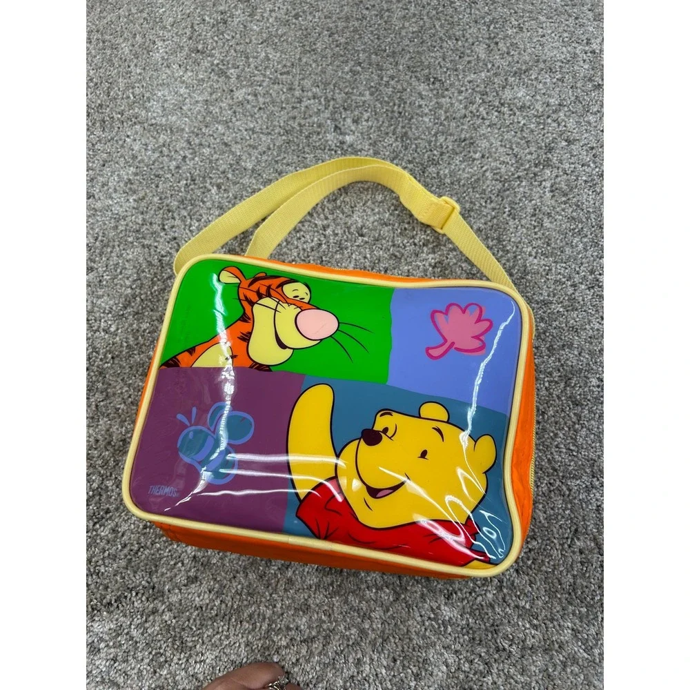 Vintage Disney Winnie the Pooh Thermos Lunch Bag Orange Tigger Eeyore Piglet
